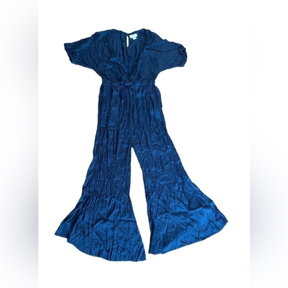 Anthropologie Maeve Jacqueline Jacquard Romper Jumpsuit Navy Blue Size Small - Picture 2 of 13